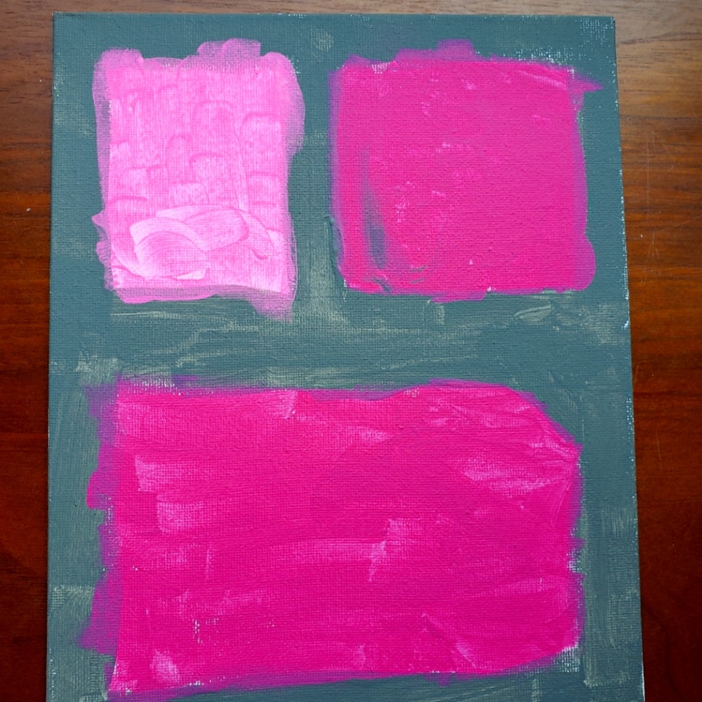 Pink Elephants 5- acrylic on canvas board